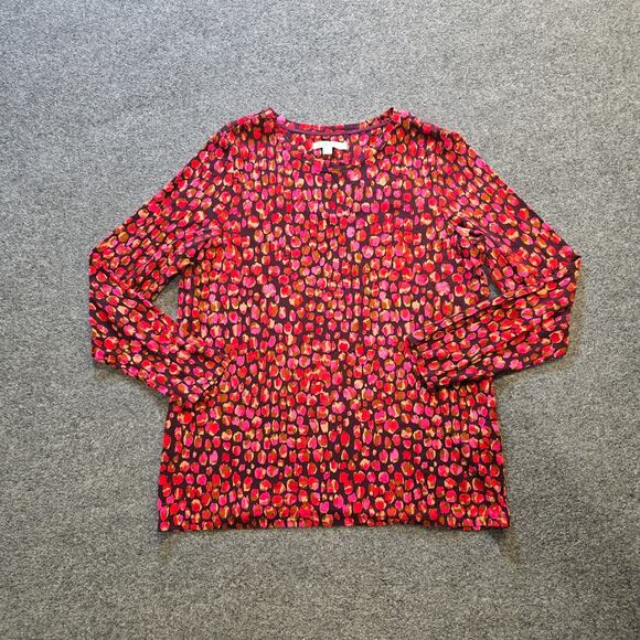 Chico's Tops - Chicos Top Womens Size Large Purple Red Abstract Print Long Sleeve Soft Casual
